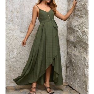 Maternity Ruffle Belted Maxi Dress